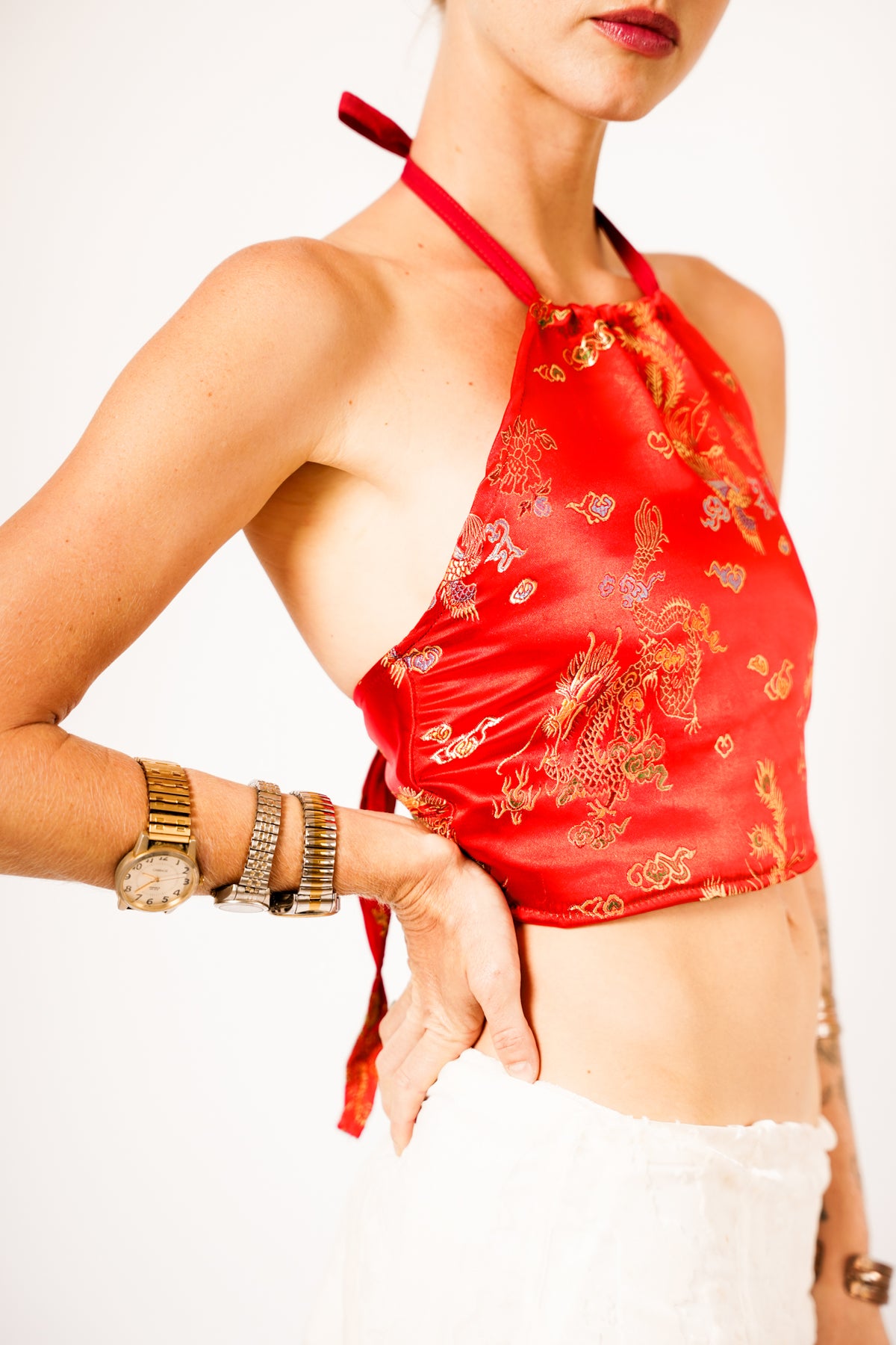 Samantha Upcycled Y2K Halter Top