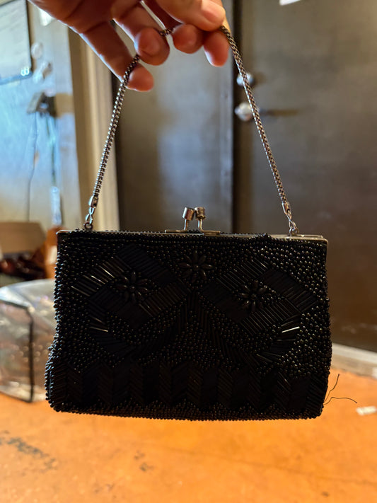 Vintage Black Beaded Mini Purse