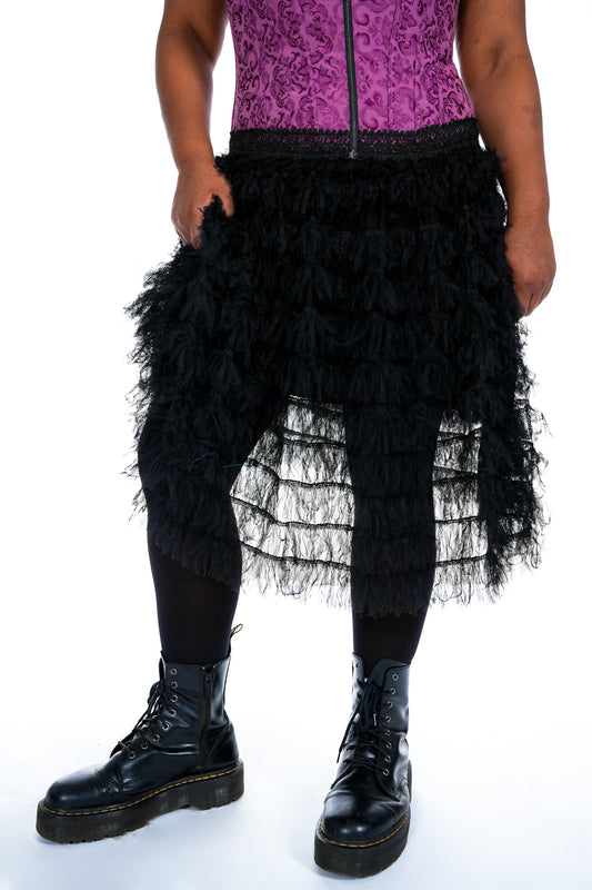 Vintage Black Ruffle Mesh skirt