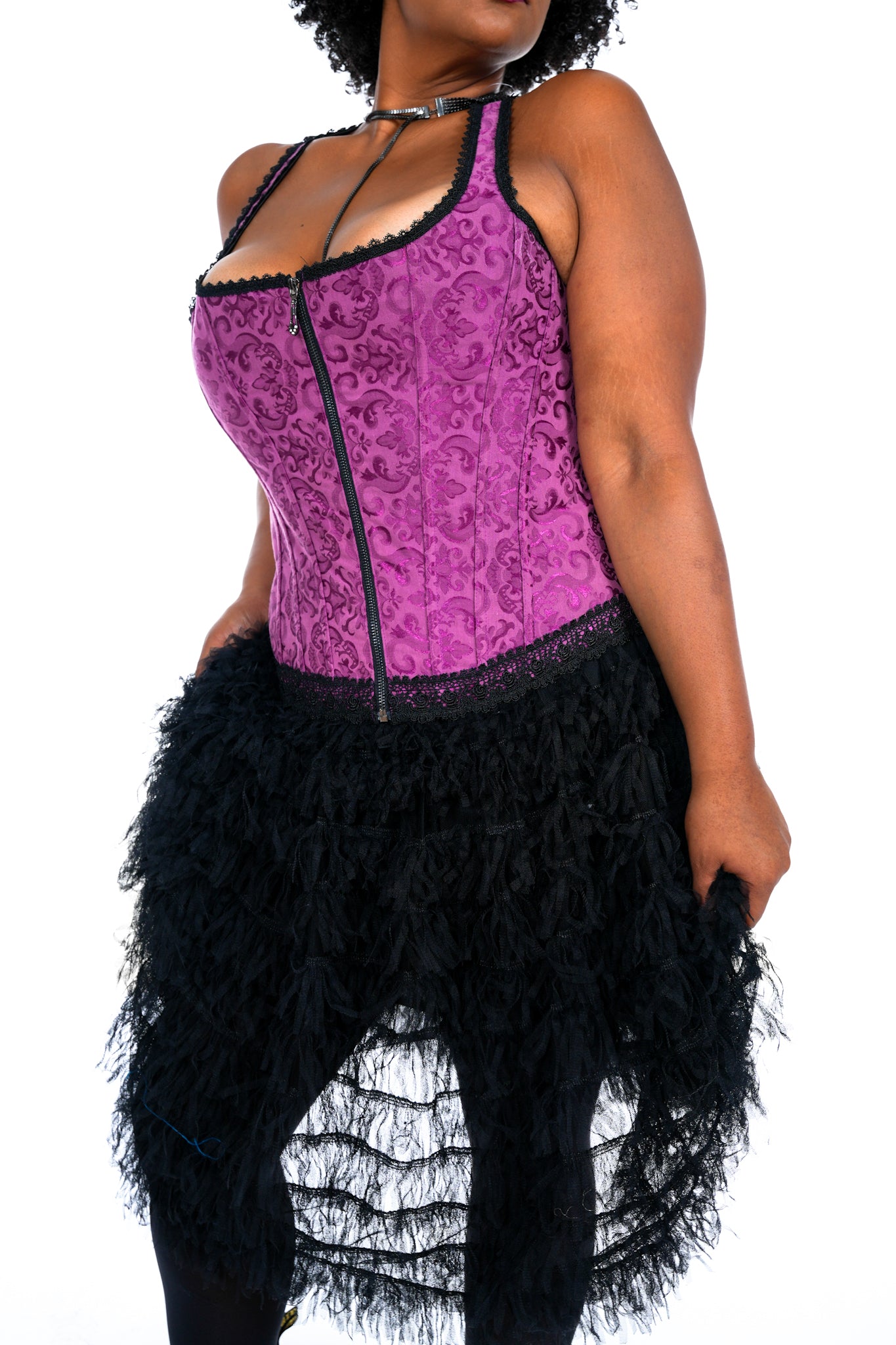 Vintage Black Ruffle Mesh skirt