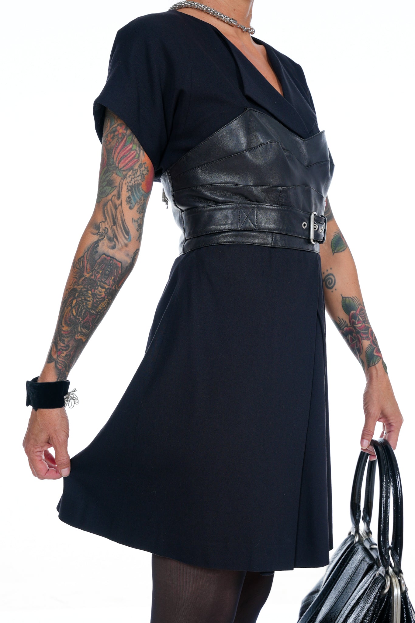 1990's Alexander McQueen Black Belted Dress