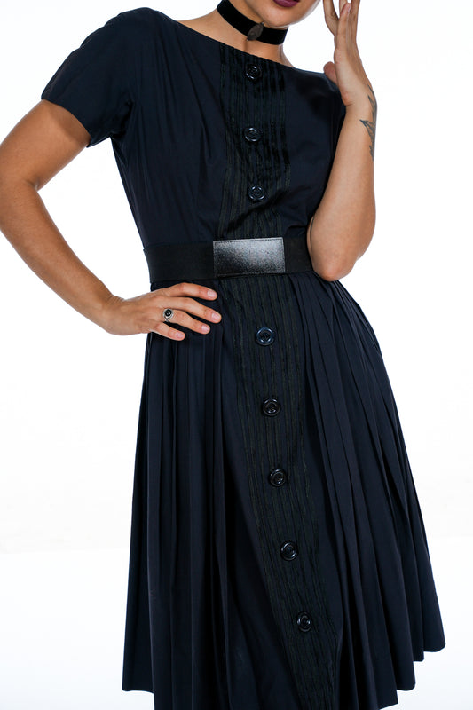 1950's Henry Lee Black Cotton Dress