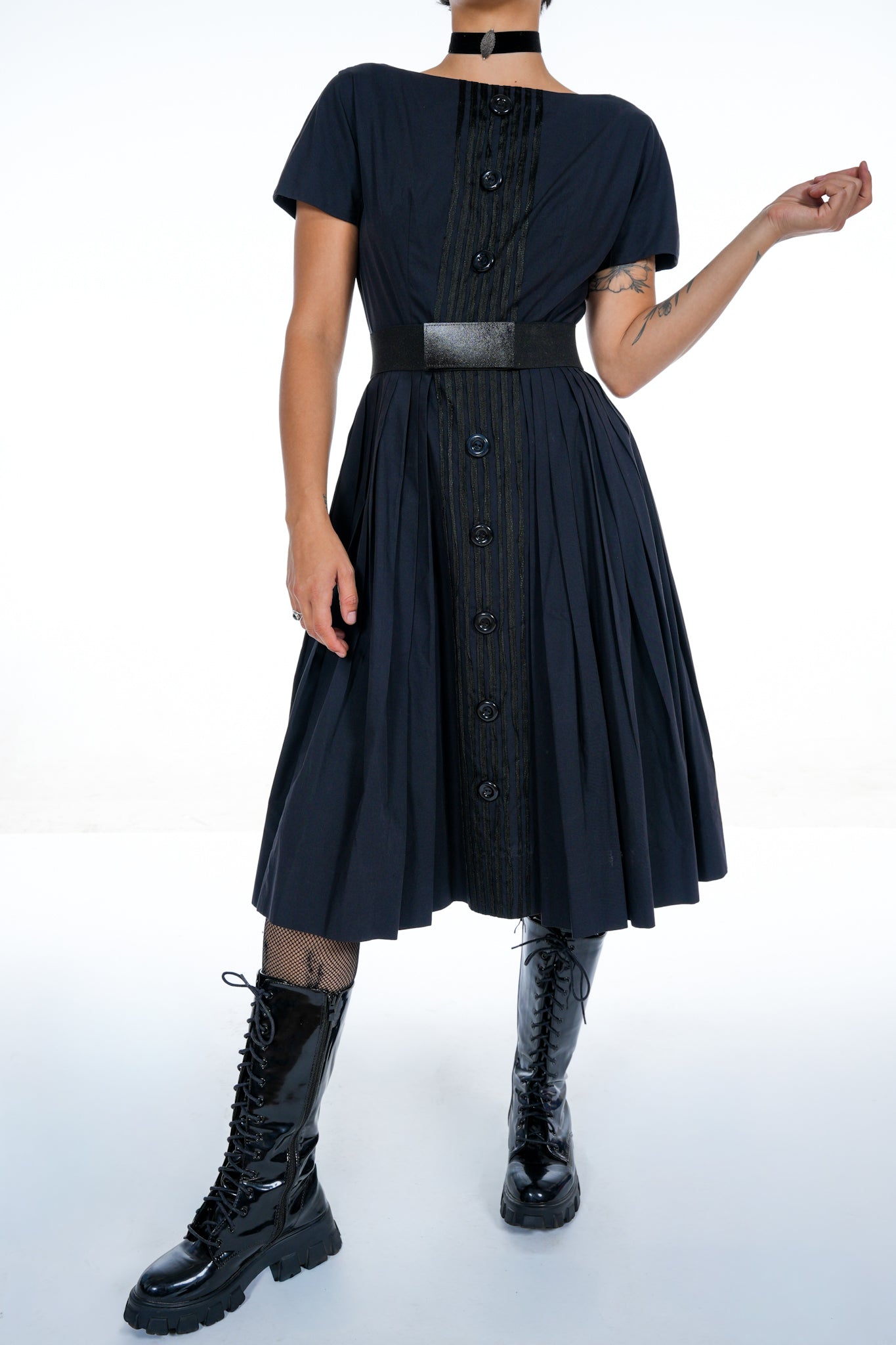 1950's Henry Lee Black Cotton Dress