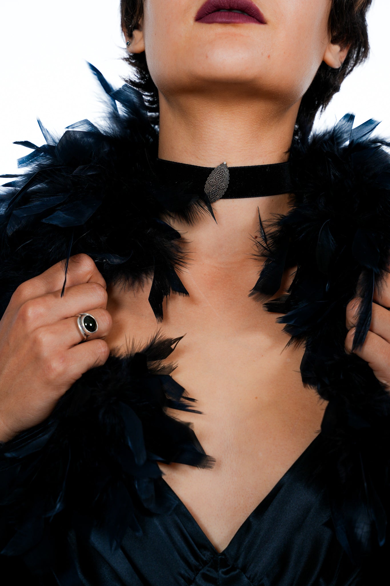 Vintage Black Feather Robe