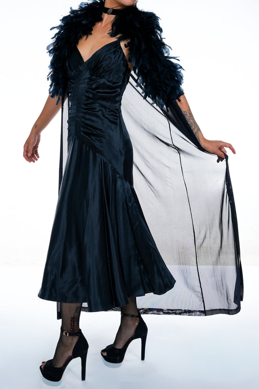 Vintage Black Feather Robe