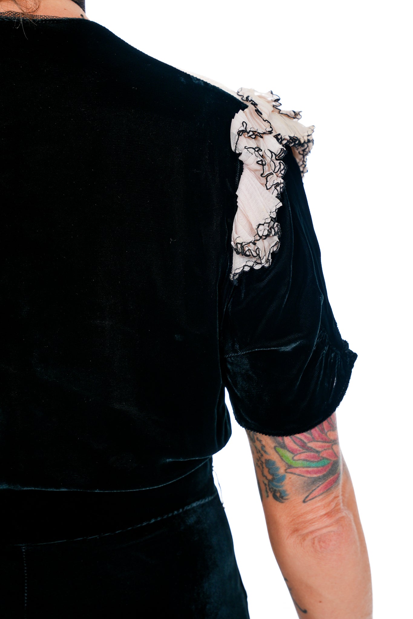 1930's Black Velvet Evening Gown