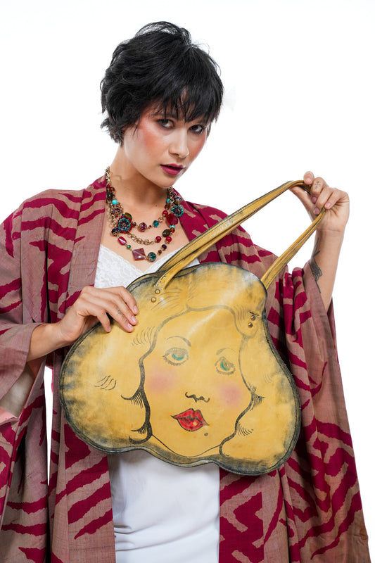 1970's Lady Face Leather Shoulder Bag