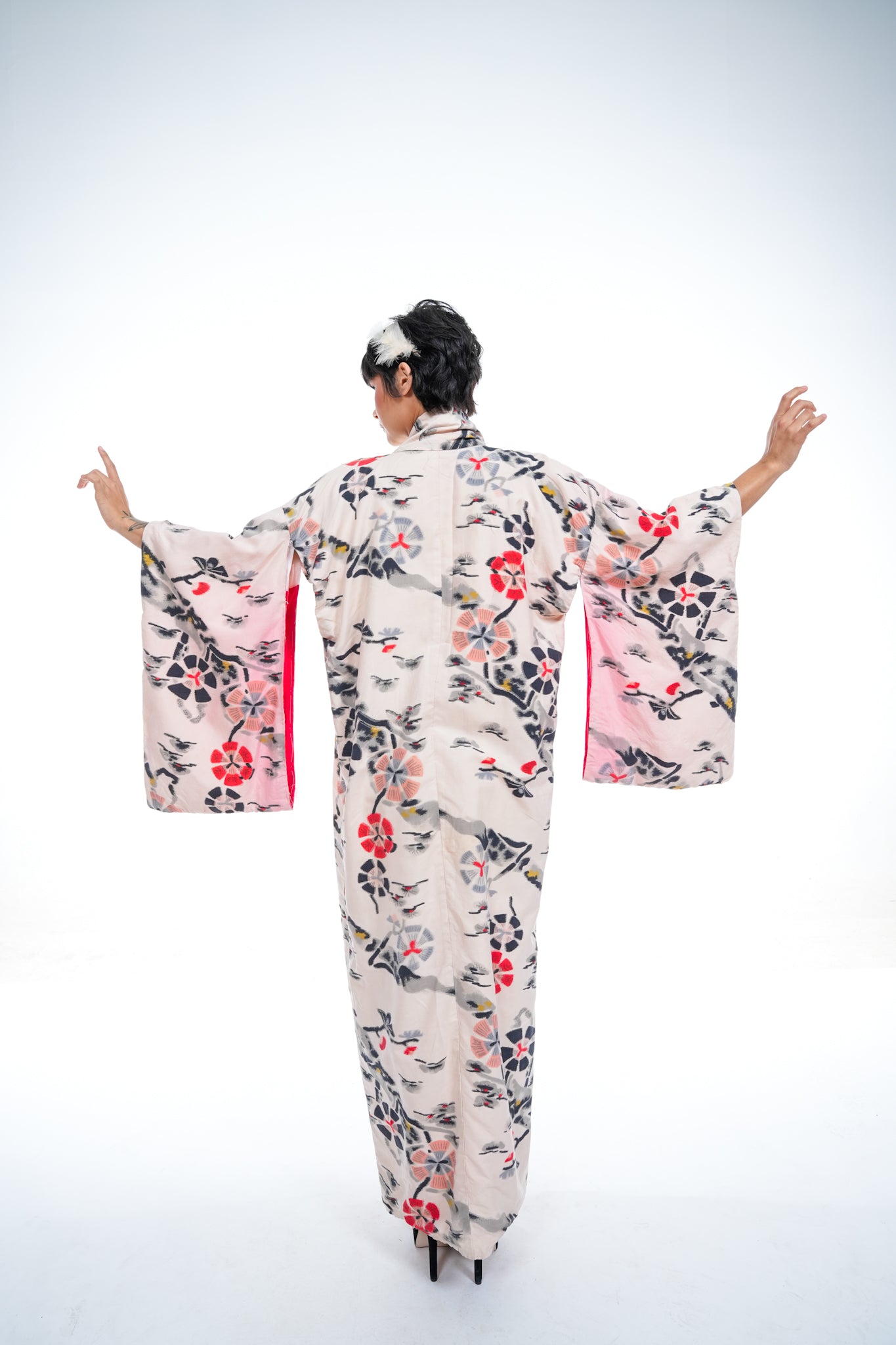 Vintage Baby Pink Cotton Japanese Kimono