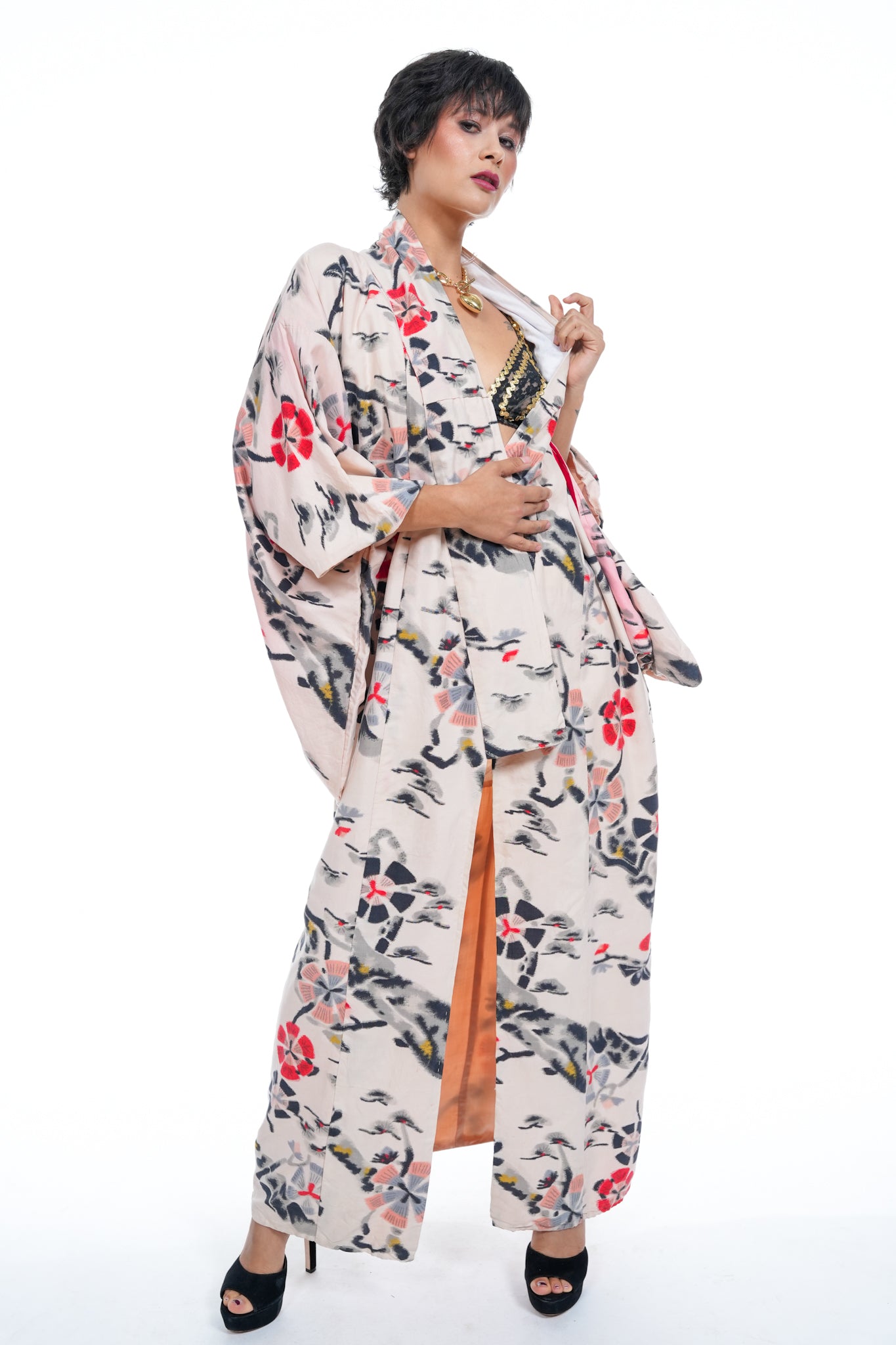 Vintage Baby Pink Cotton Japanese Kimono