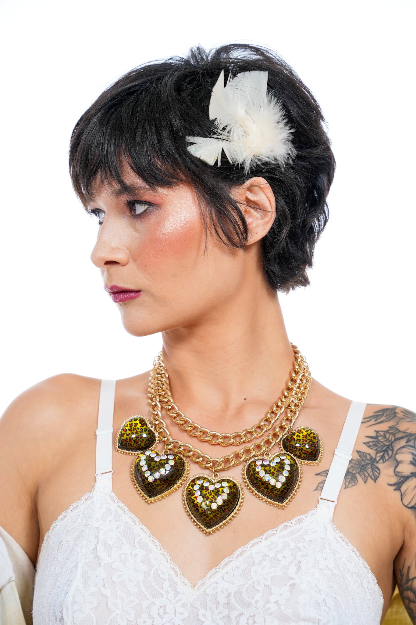 Y2K Betsey Johnson Chunky Leopard Lucite Heart Necklace