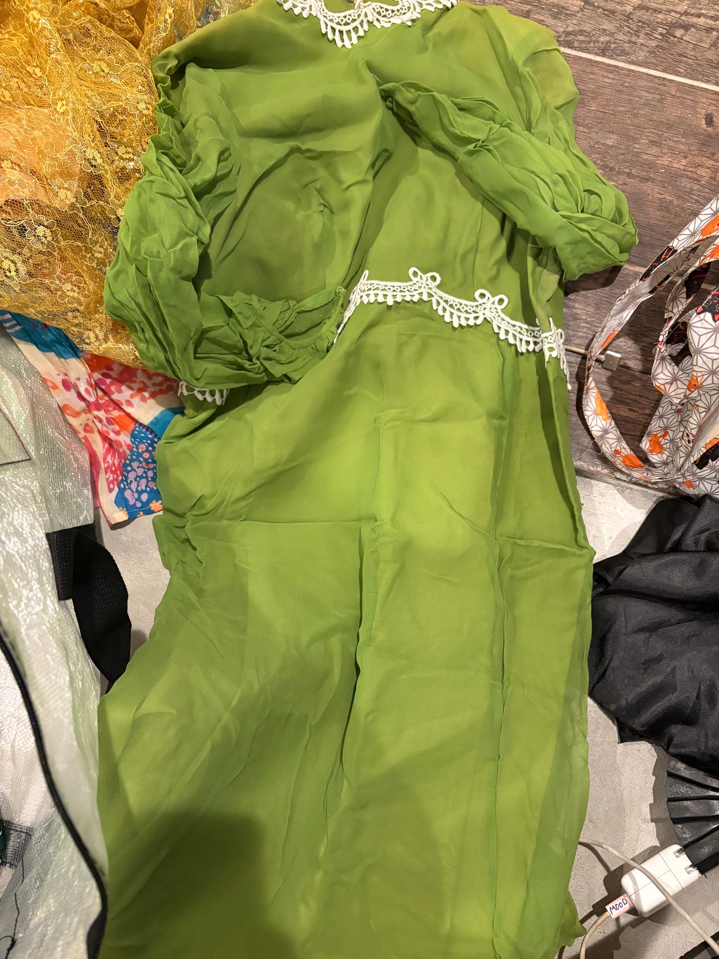 1950s Green with Lace Accents Gown