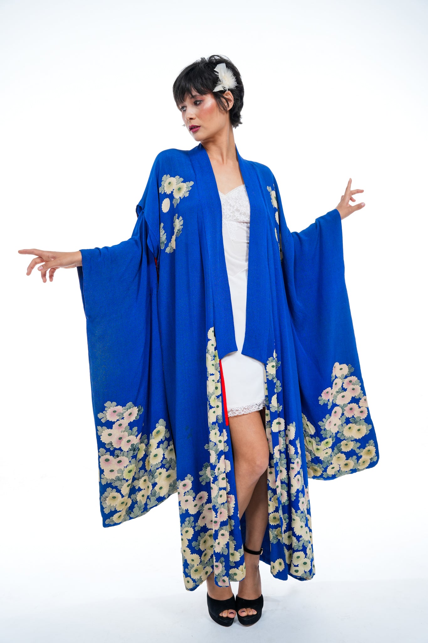 Vintage Japanese Silk Blue Kimono