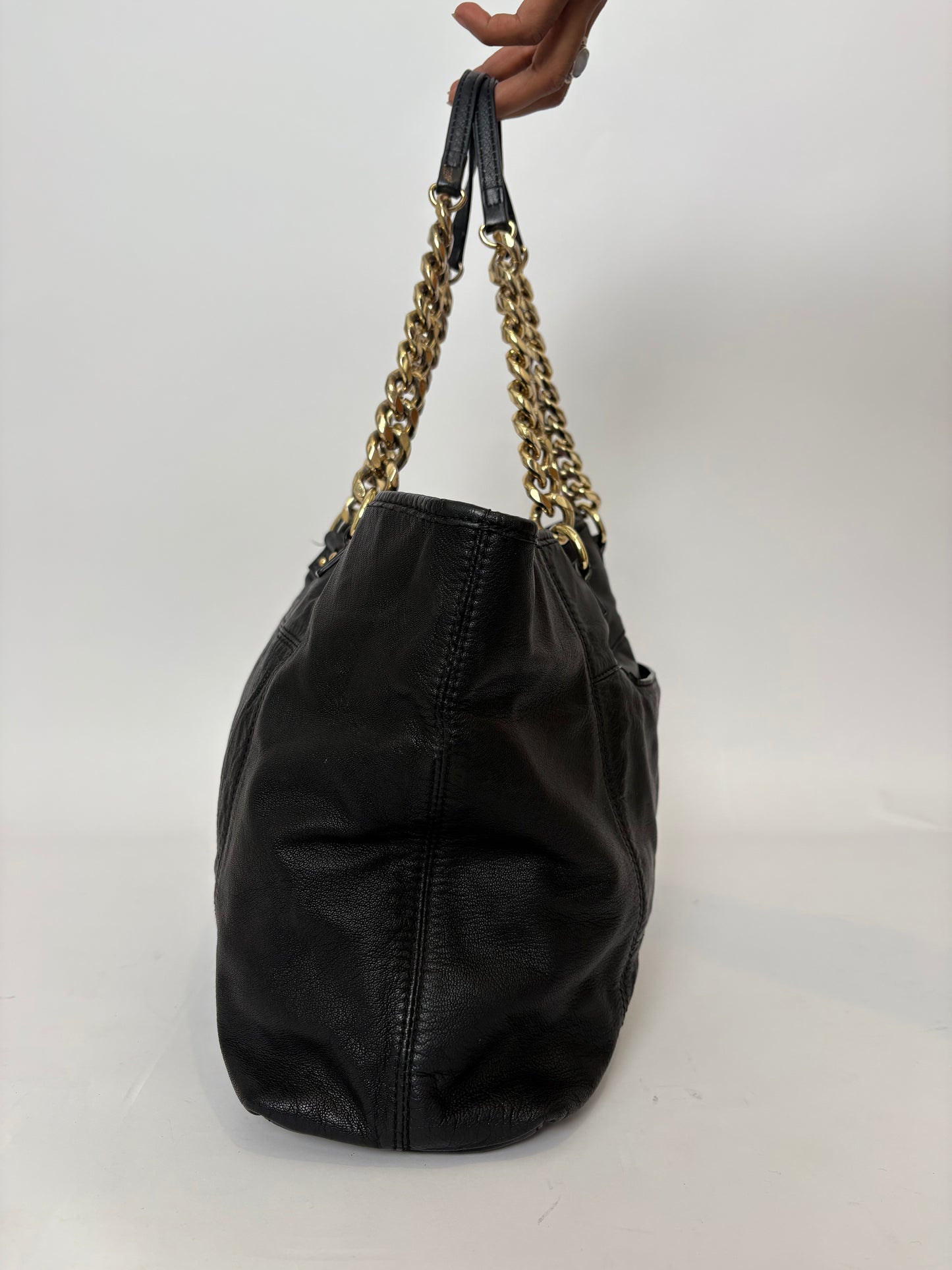 Y2K L.A.M.B Leather and Chain Tote Bag
