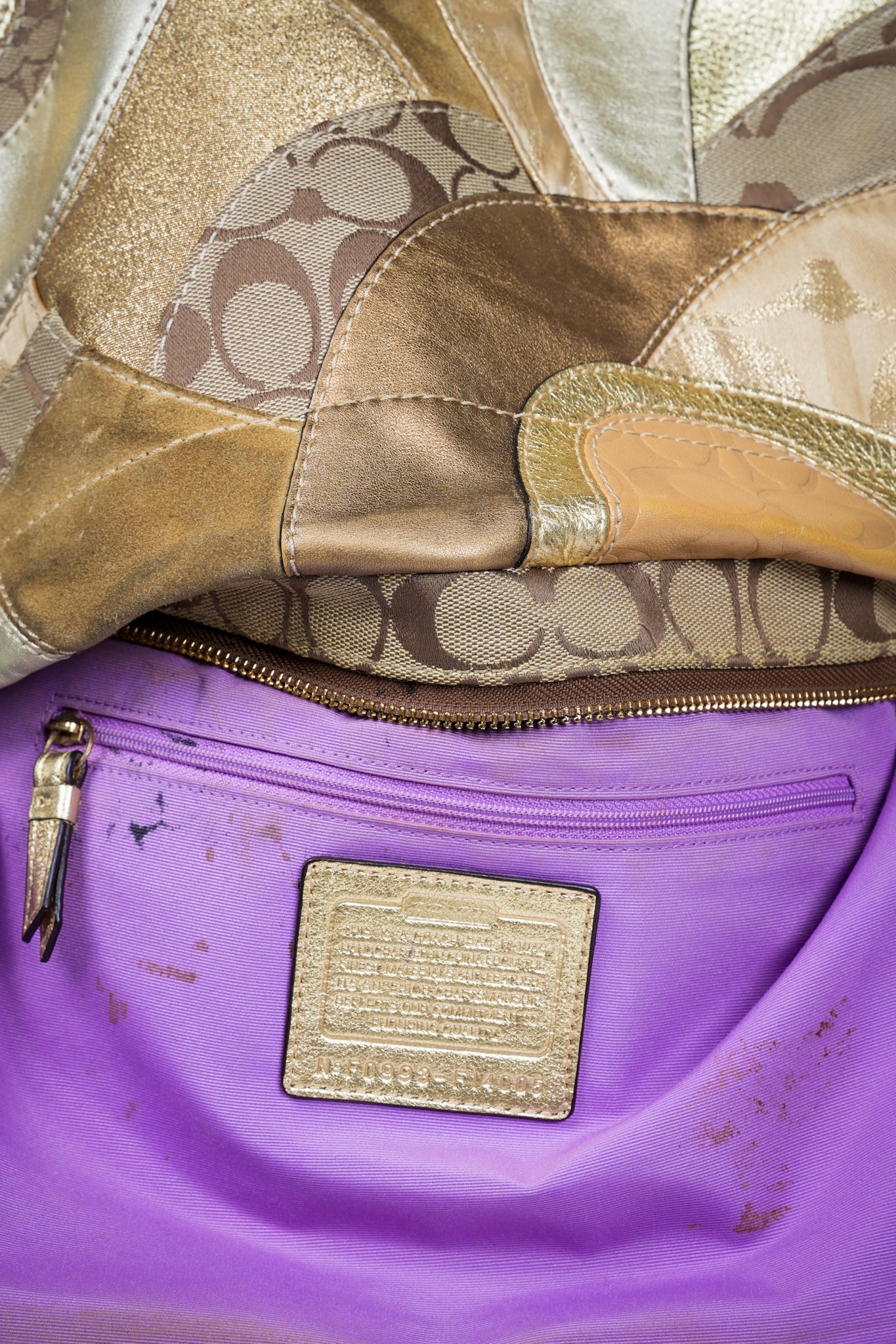 Coach Carly Gold Patchwork Shoulder Bag F14005