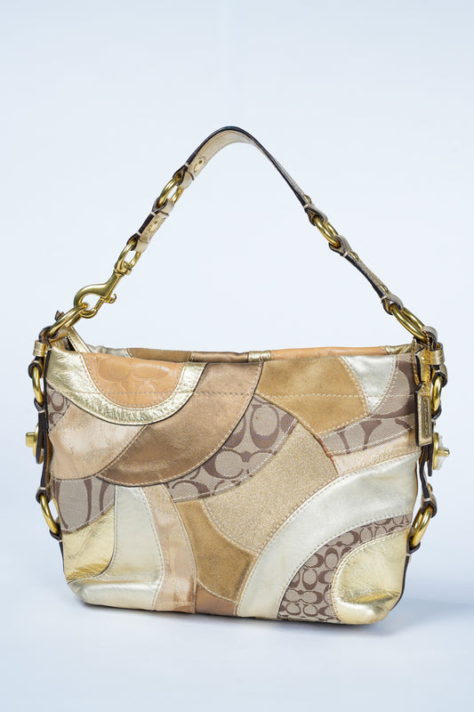 Coach Carly Gold Patchwork Shoulder Bag F14005