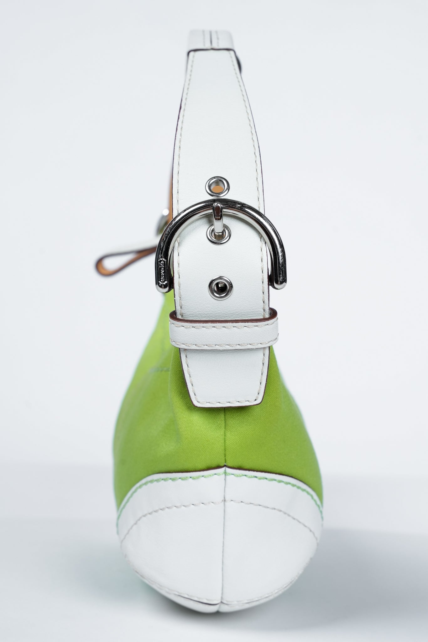 Vintage Y2K Coach 1877 Green Sateen & Leather Soho Shoulder Bag