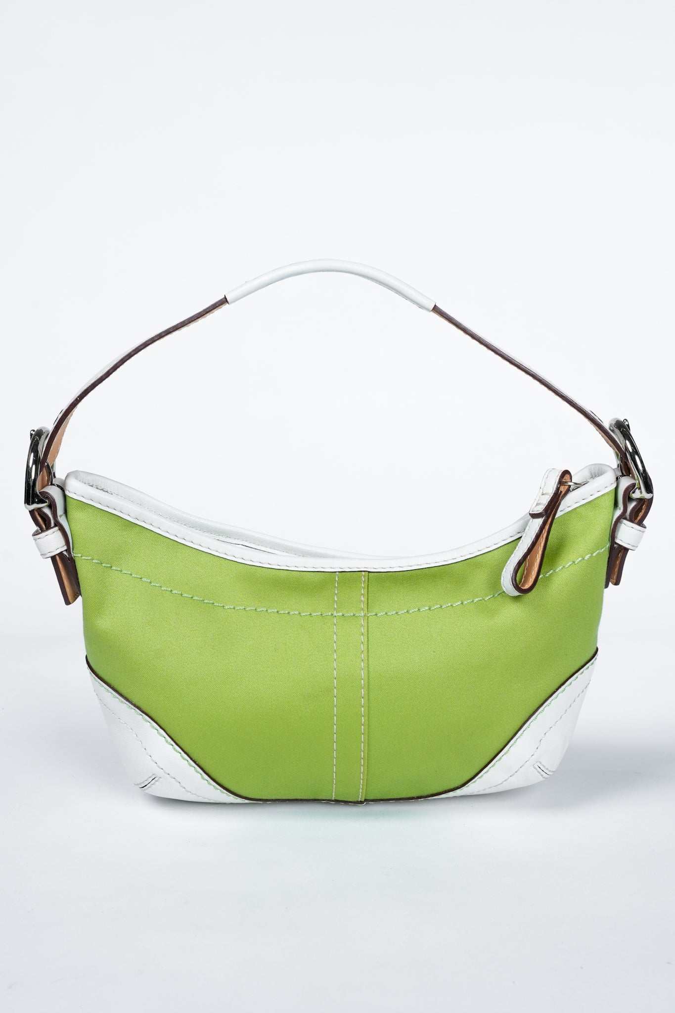 Vintage Y2K Coach 1877 Green Sateen & Leather Soho Shoulder Bag