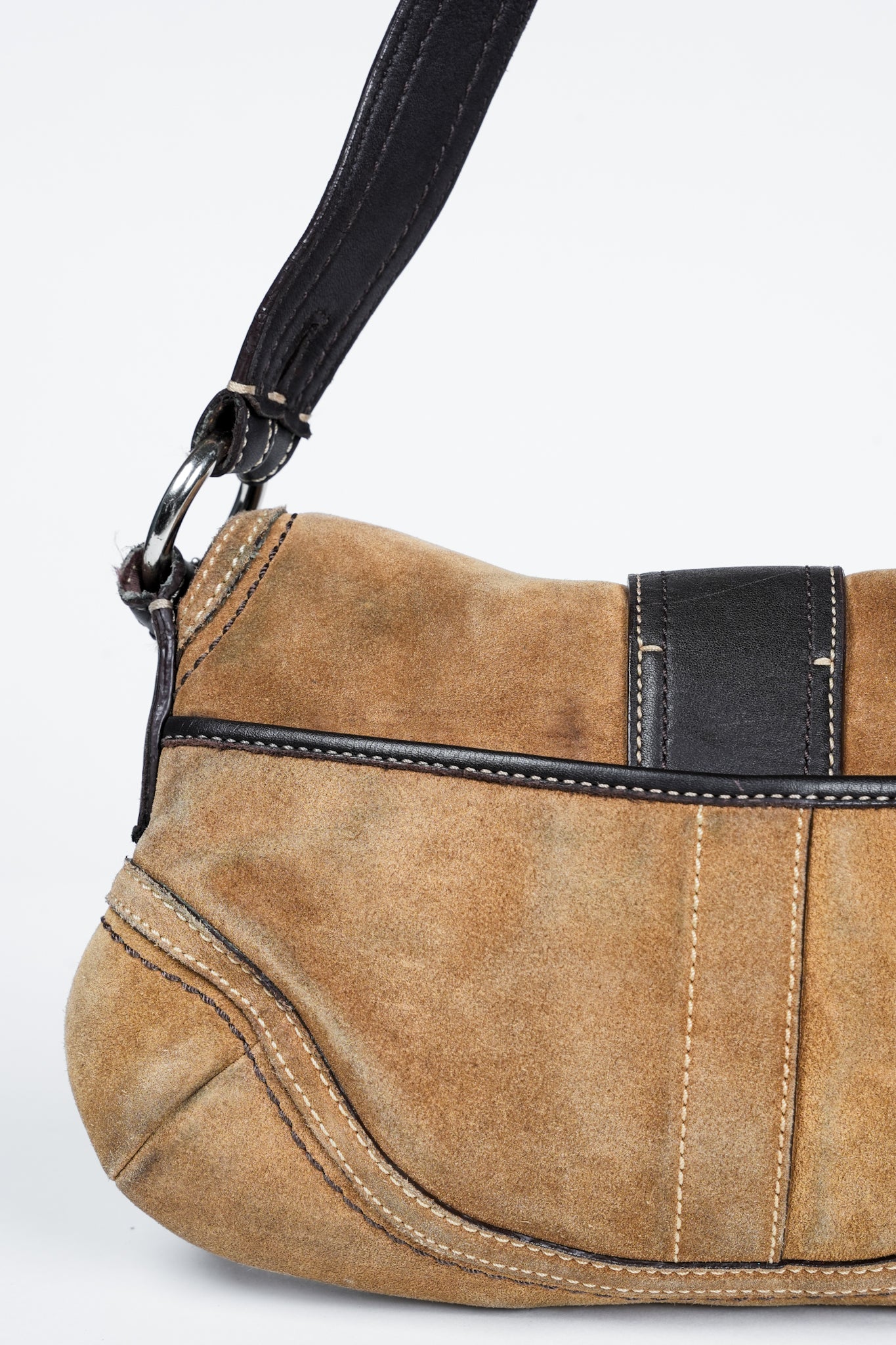 Coach F10917 Brown Soho Suede Flap Shoulder Bag