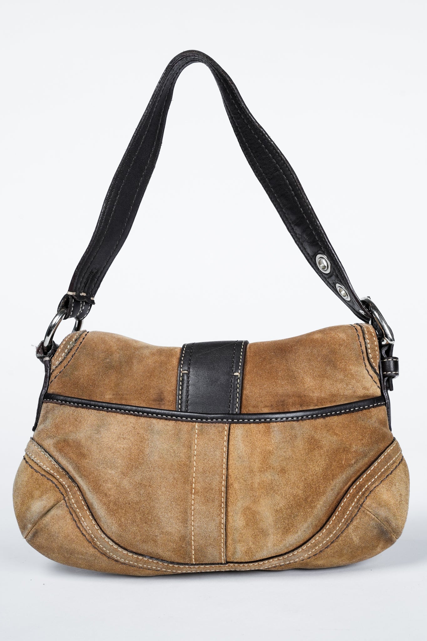 Coach F10917 Brown Soho Suede Flap Shoulder Bag