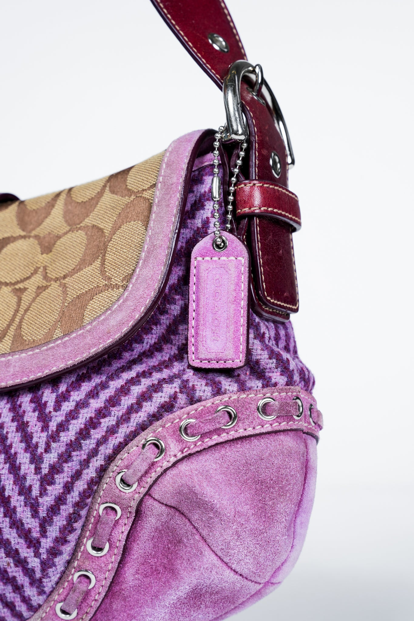Vintage Y2K Coach Soho Signature Purple Tweed Handbag