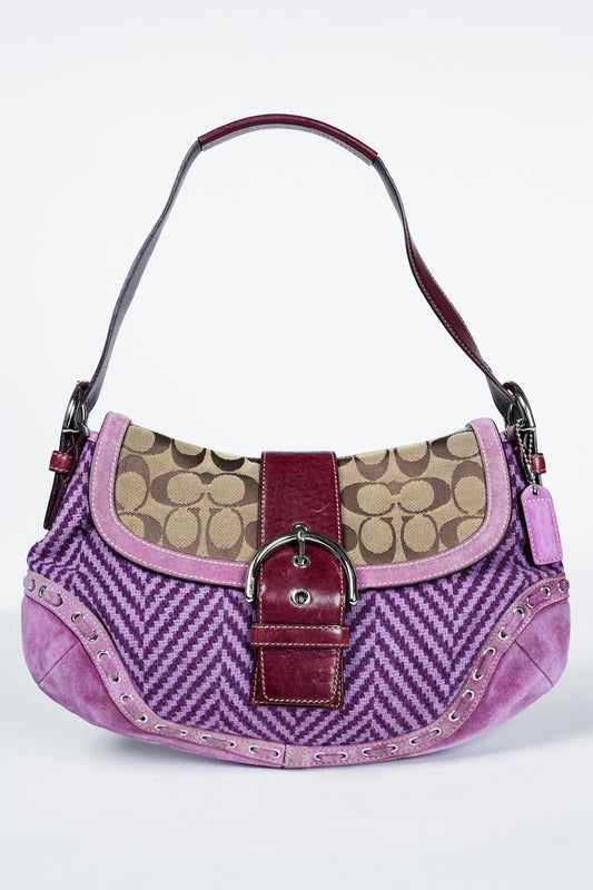 Vintage Y2K Coach Soho Signature Purple Tweed Handbag