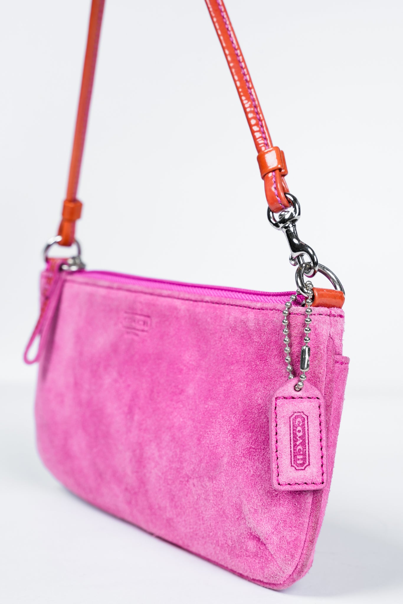 Vintage Coach 4282 Hamptons Pink Suede Wristlet Clutch Bag