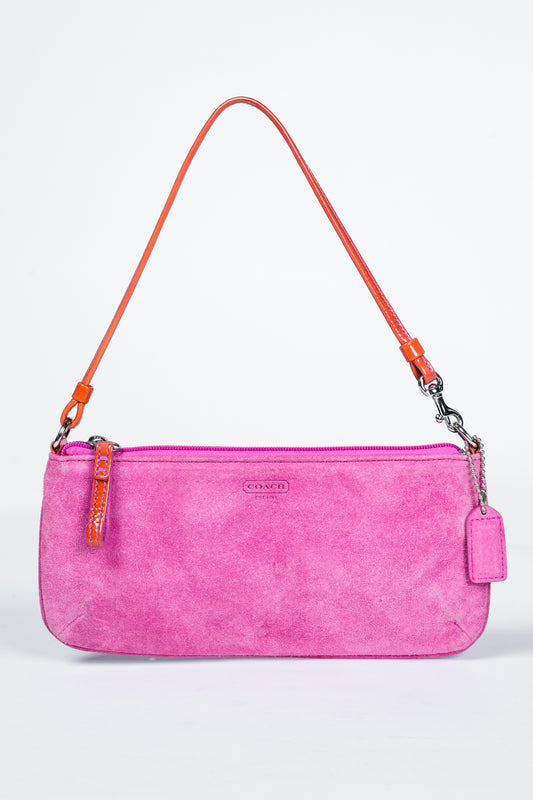 Vintage Coach 4282 Hamptons Pink Suede Wristlet Clutch Bag