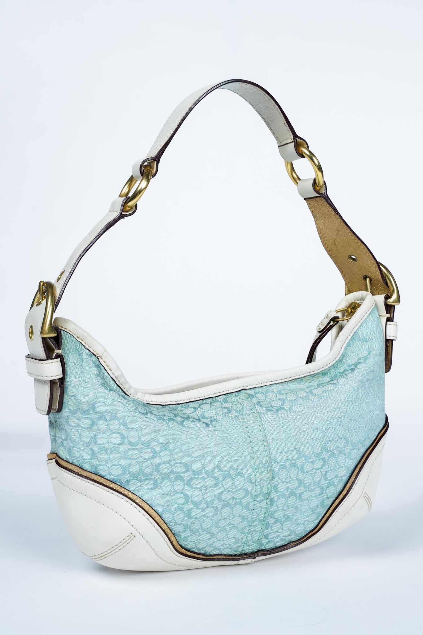Vintage Y2K Coach 1455 Hamptons Canvas & Leather Hobo Shoulder Bag