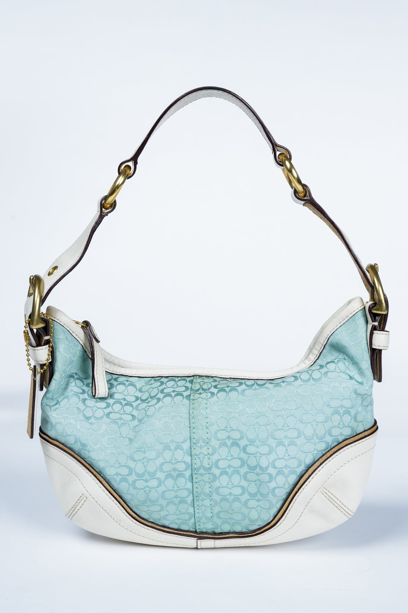 Vintage Y2K Coach 1455 Hamptons Canvas & Leather Hobo Shoulder Bag