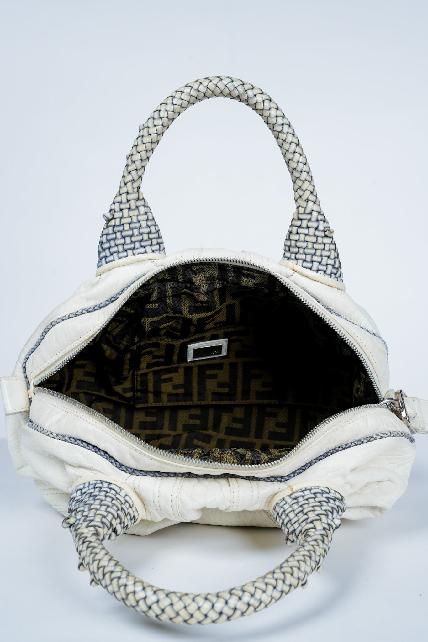 Fendi White Leather Baby Spy Handbag 8BL078
