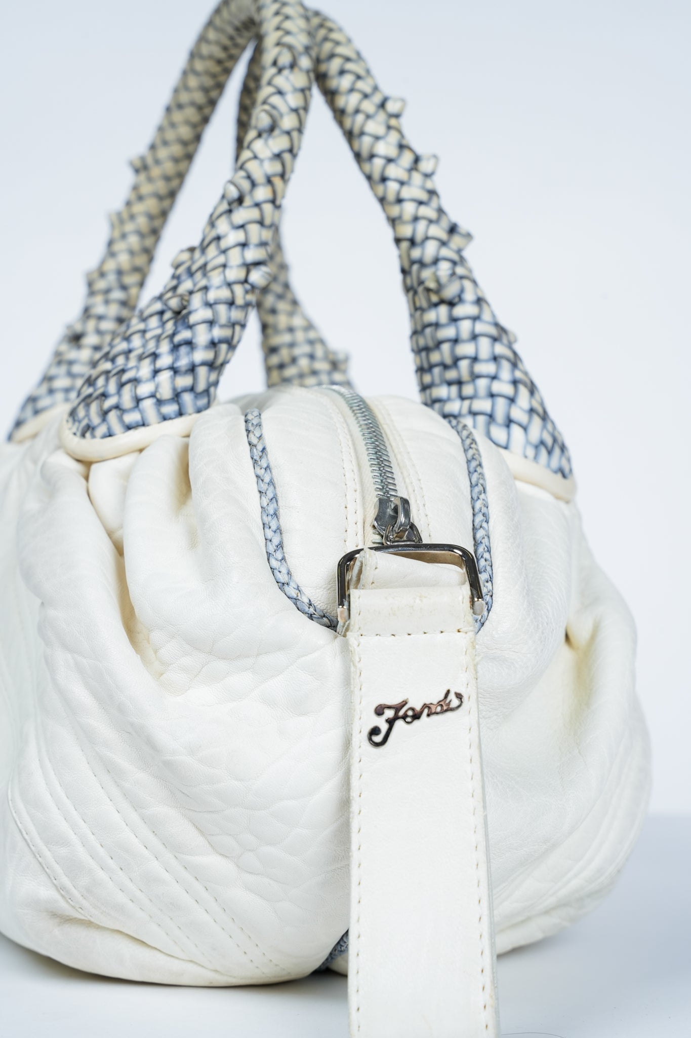 Fendi White Leather Baby Spy Handbag 8BL078
