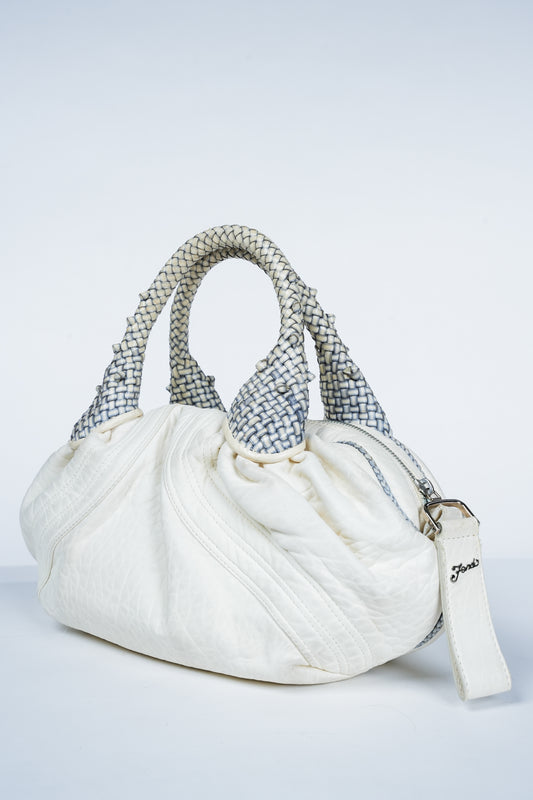 Fendi White Leather Baby Spy Handbag 8BL078
