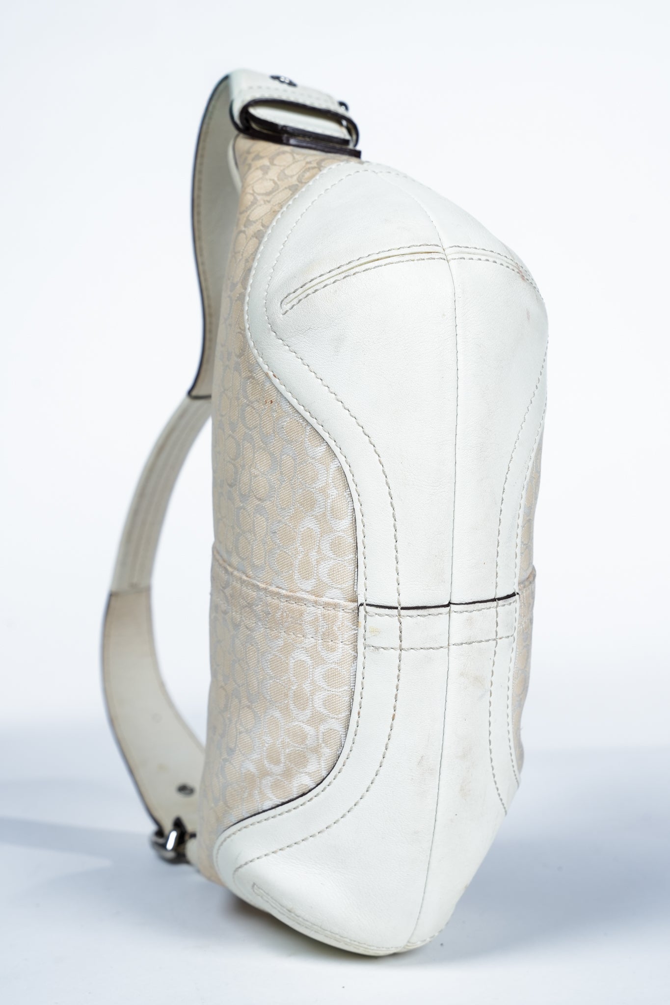 Vintage Y2K Coach 6351 Mini Signature Canvas & Leather Hobo Shoulder Bag