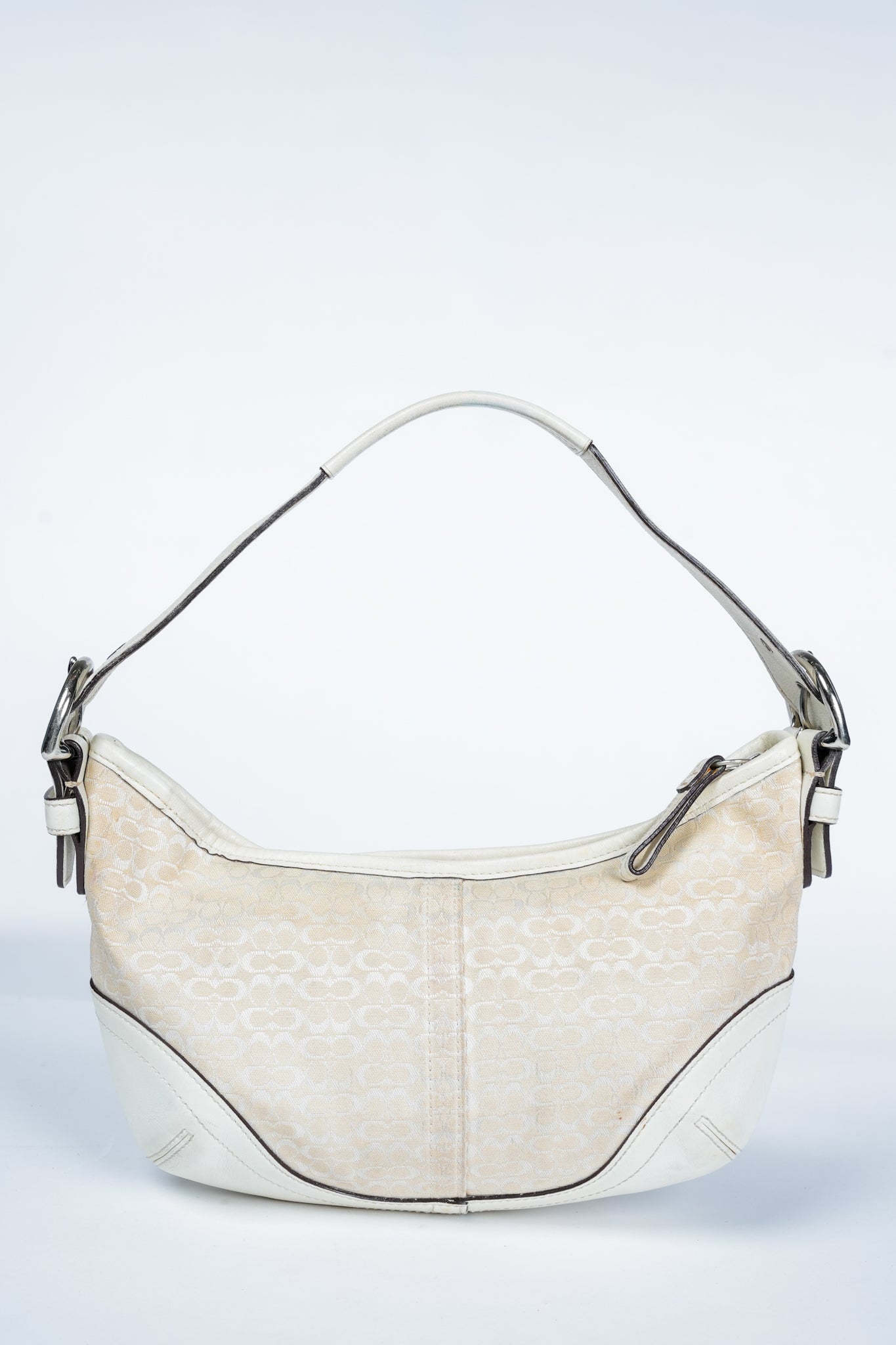 Vintage Y2K Coach 6351 Mini Signature Canvas & Leather Hobo Shoulder Bag