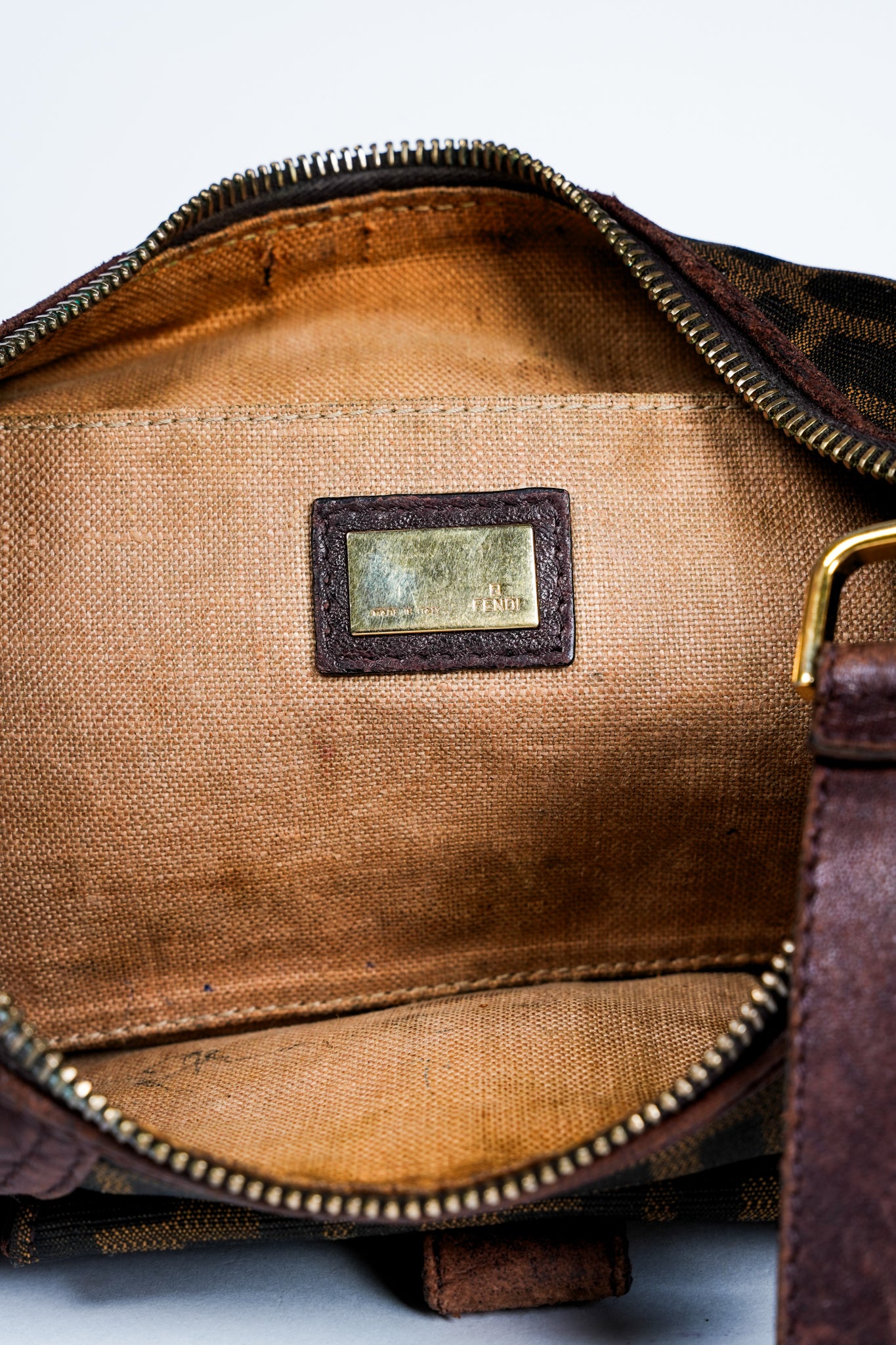 Vintage Y2K Fendi Zucca Spy Hobo Shoulder Bag