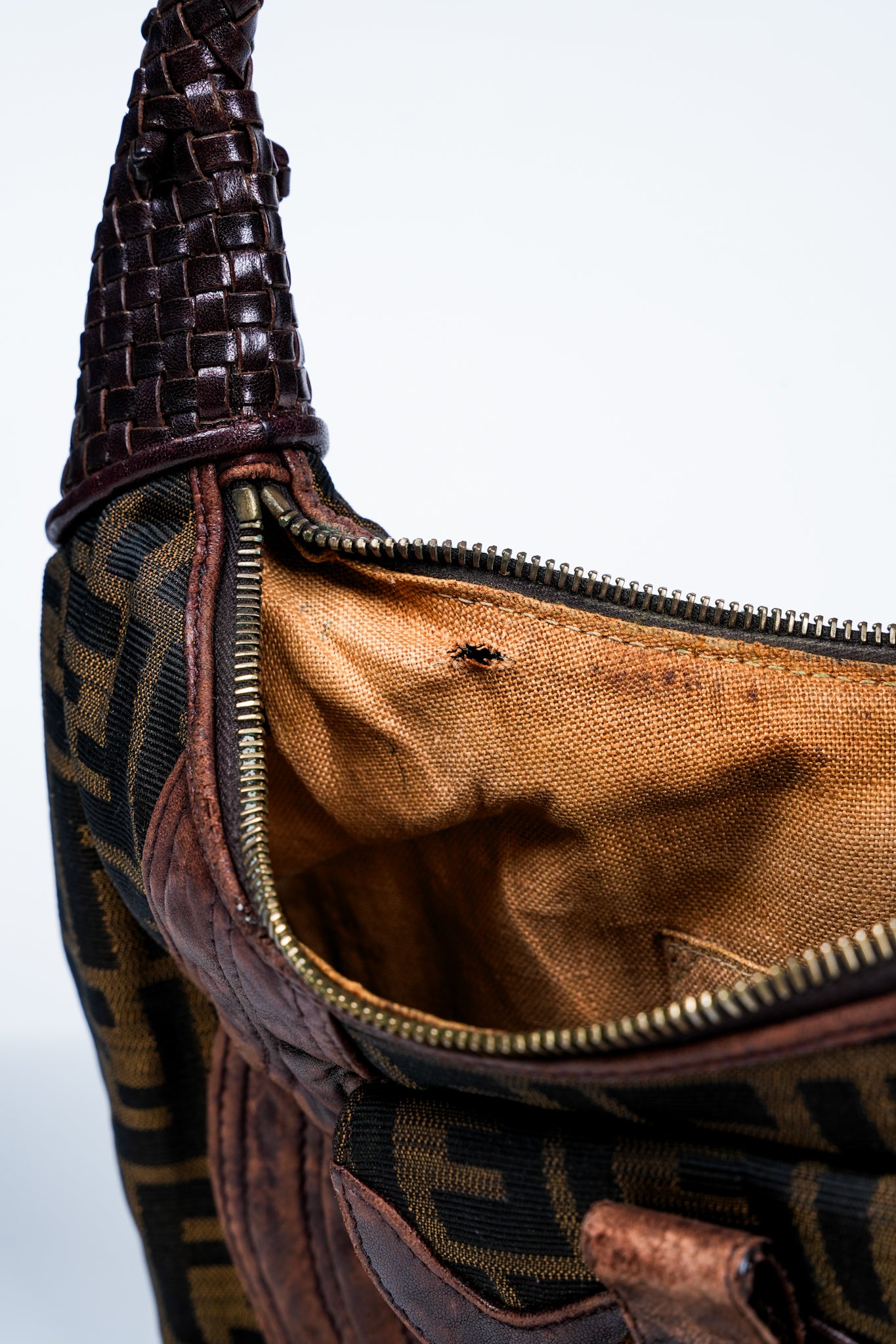 Vintage Y2K Fendi Zucca Spy Hobo Shoulder Bag