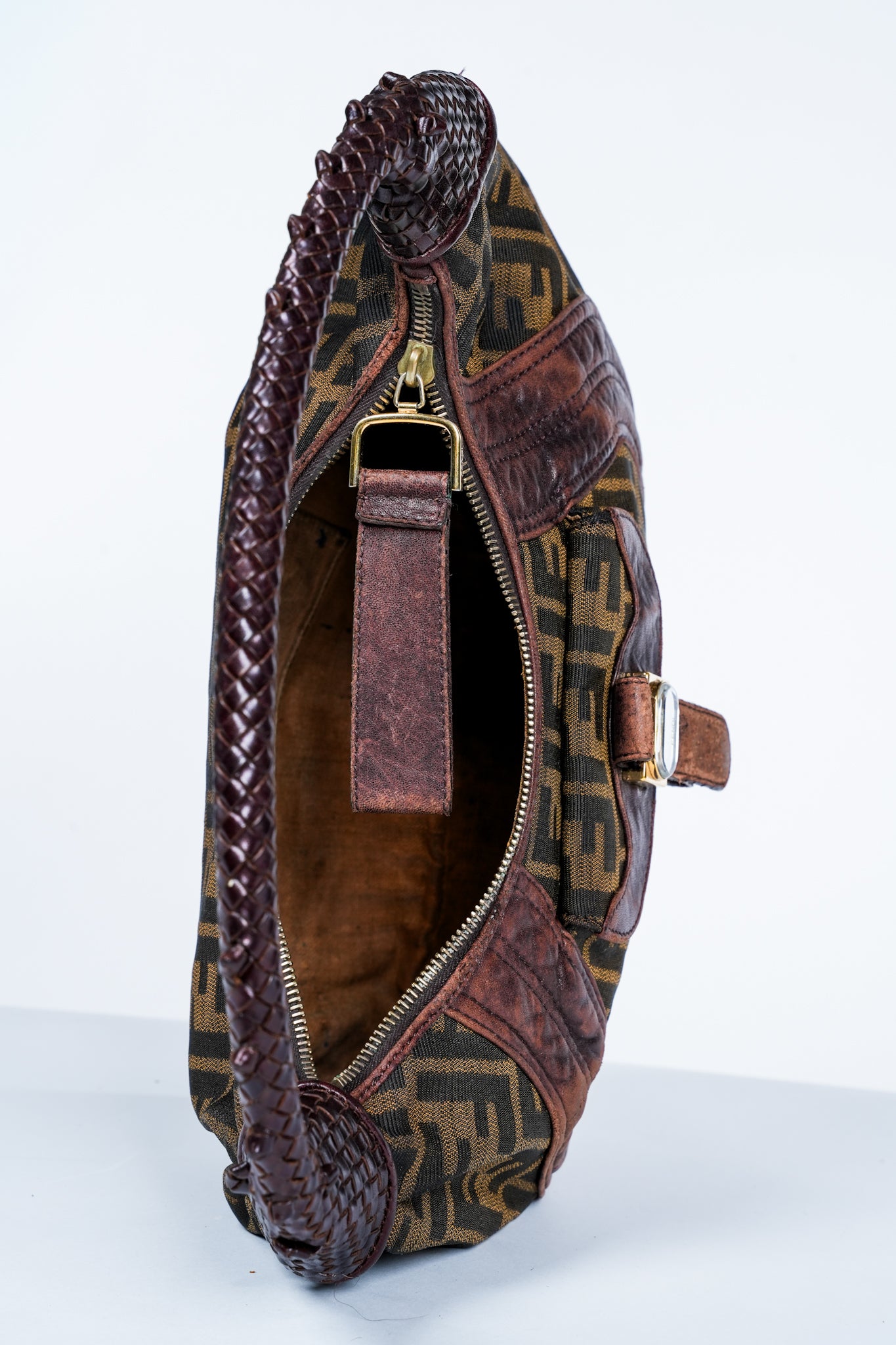 Vintage Y2K Fendi Zucca Spy Hobo Shoulder Bag