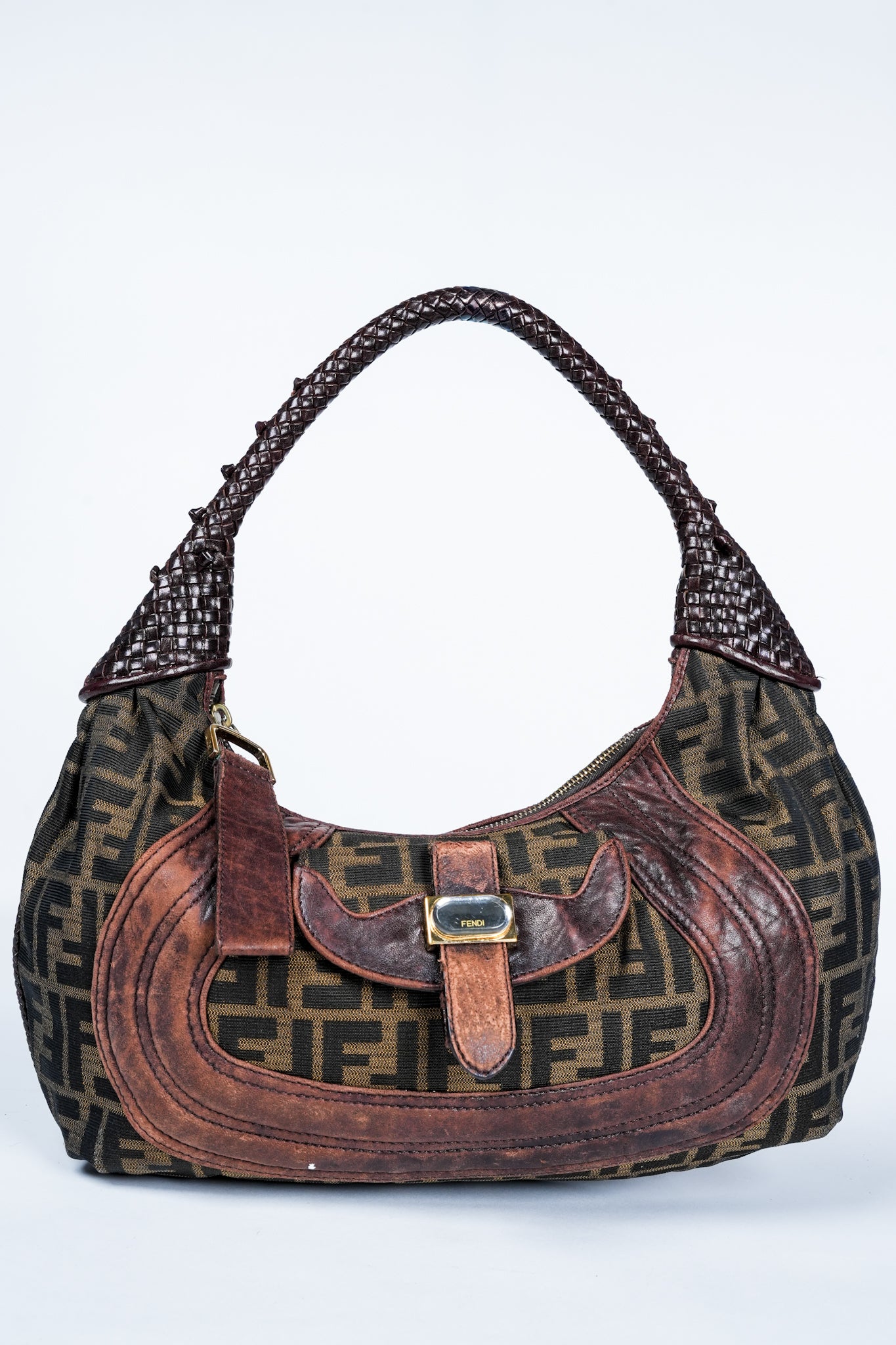 Vintage Y2K Fendi Zucca Spy Hobo Shoulder Bag