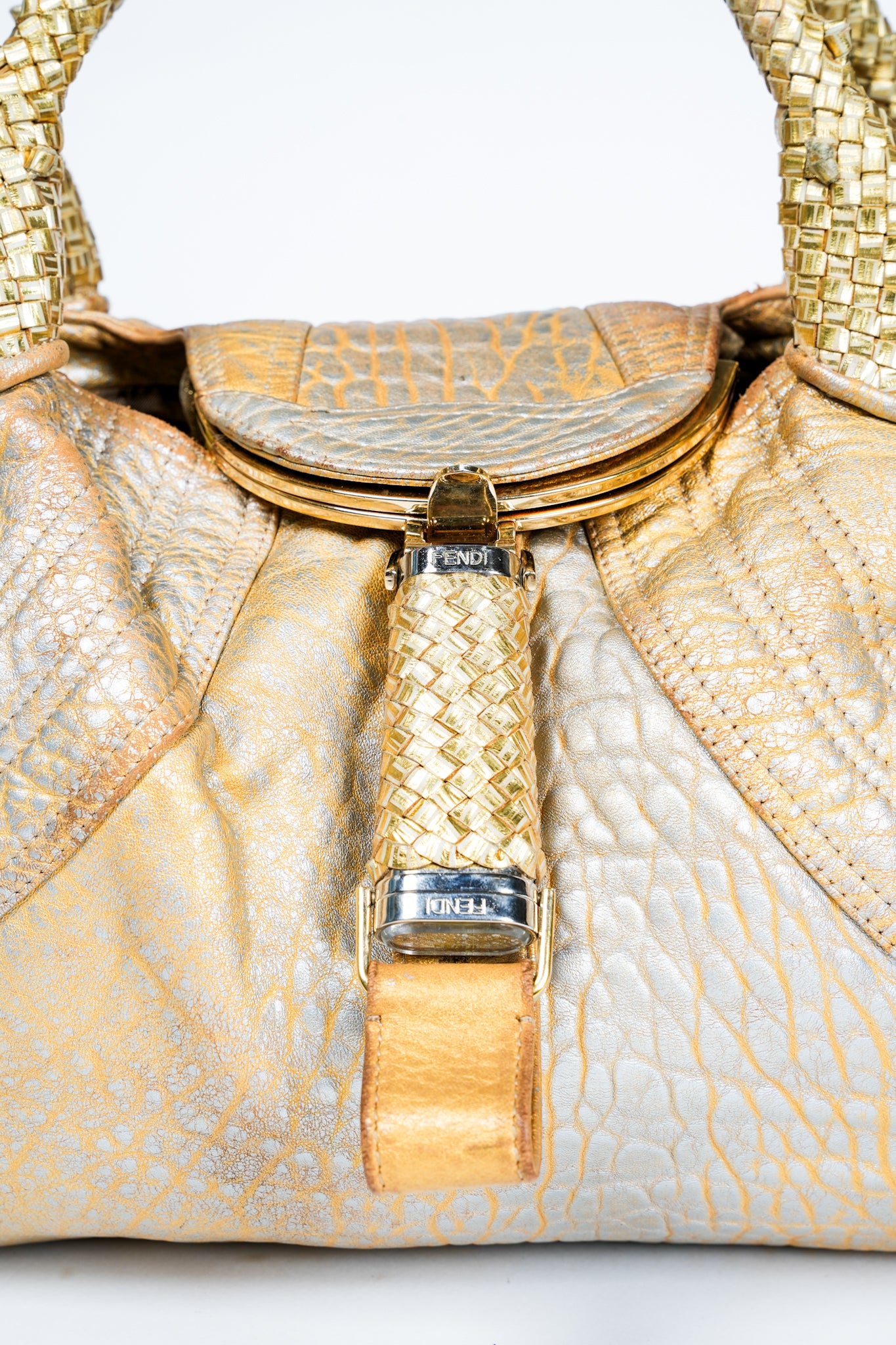 Vintage Y2K Metallic Gold Fendi Spy Bag