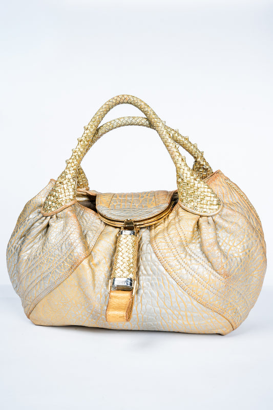 Vintage Y2K Metallic Gold Fendi Spy Bag