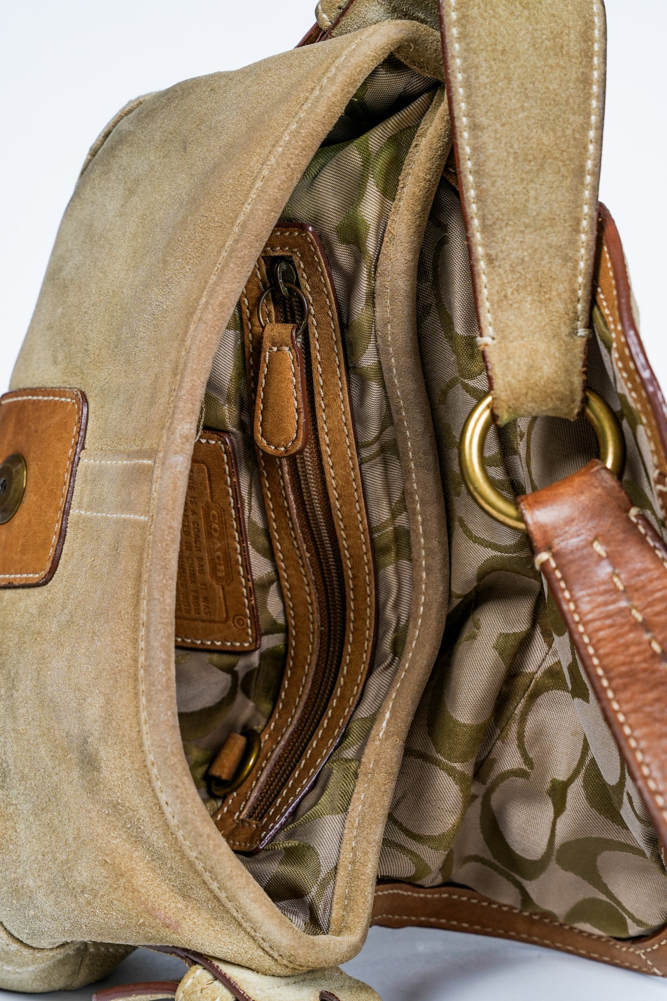 Vintage Y2K Coach 9692 Tan Soho Suede Hobo Shoulder