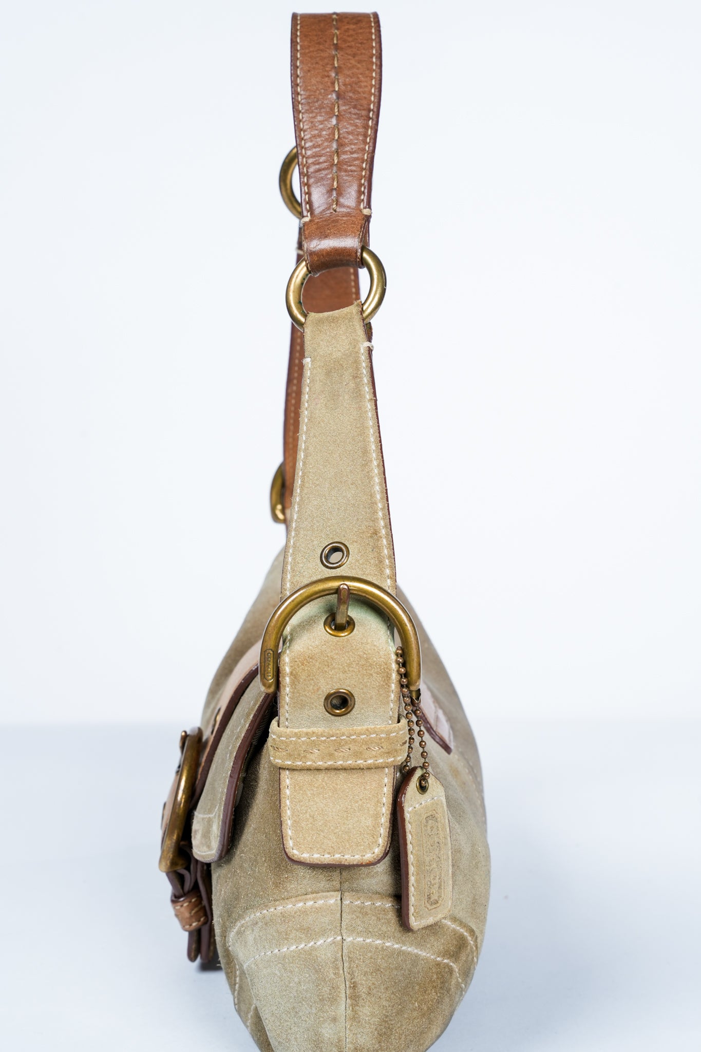 Vintage Y2K Coach 9692 Tan Soho Suede Hobo Shoulder