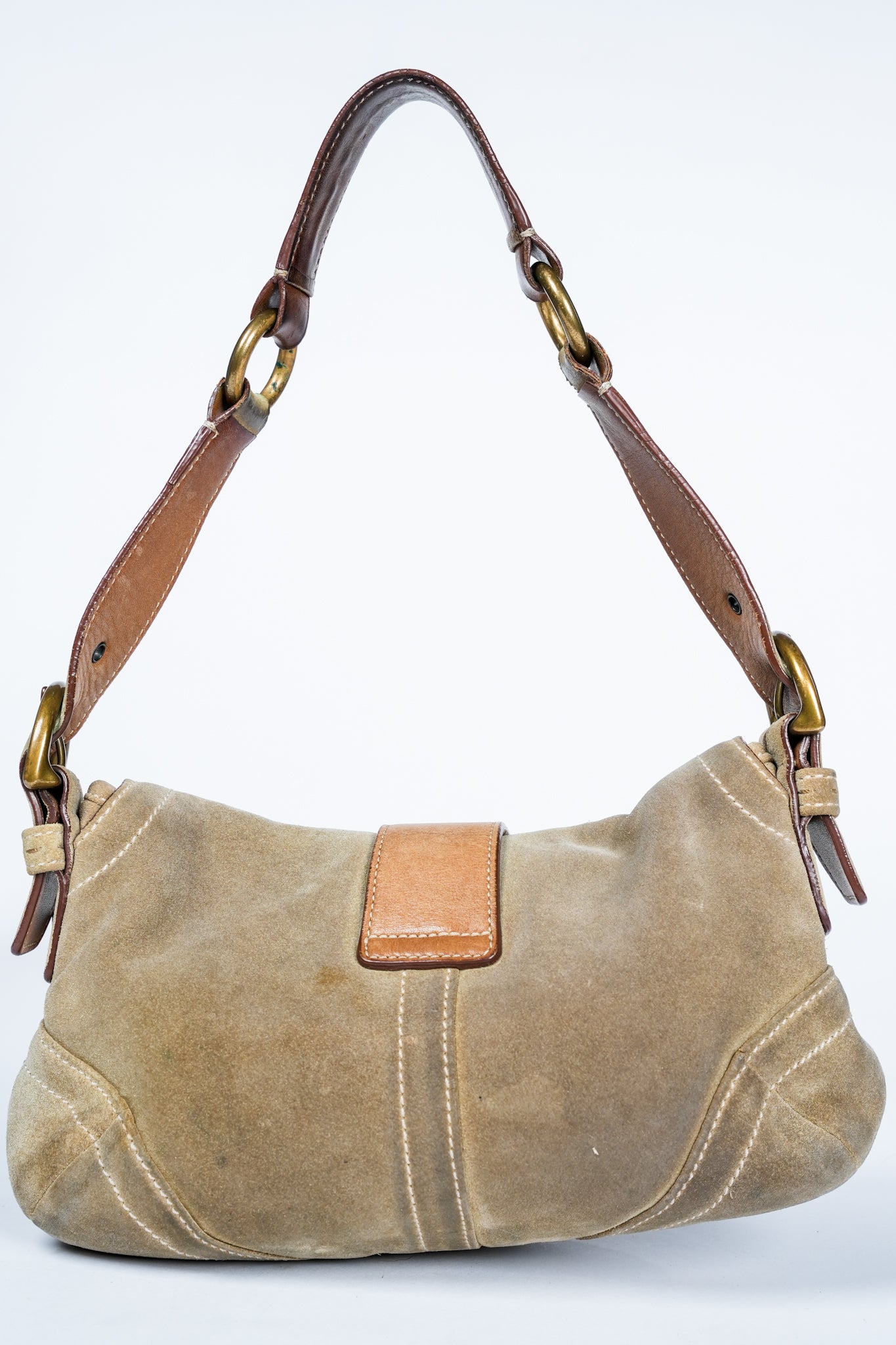 Vintage Y2K Coach 9692 Tan Soho Suede Hobo Shoulder