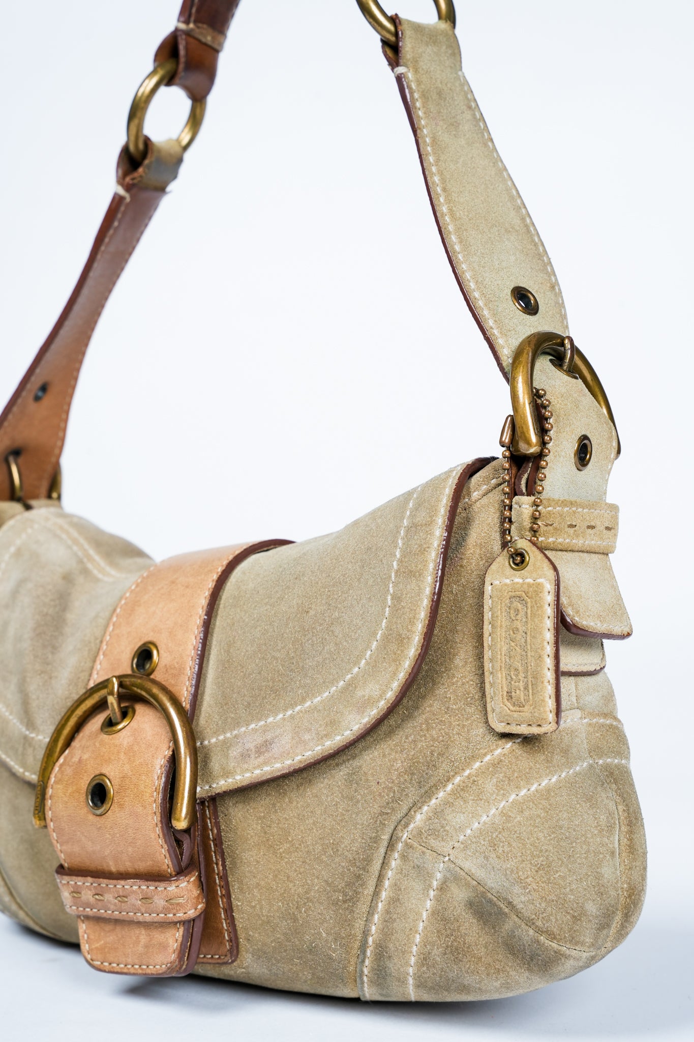 Vintage Y2K Coach 9692 Tan Soho Suede Hobo Shoulder