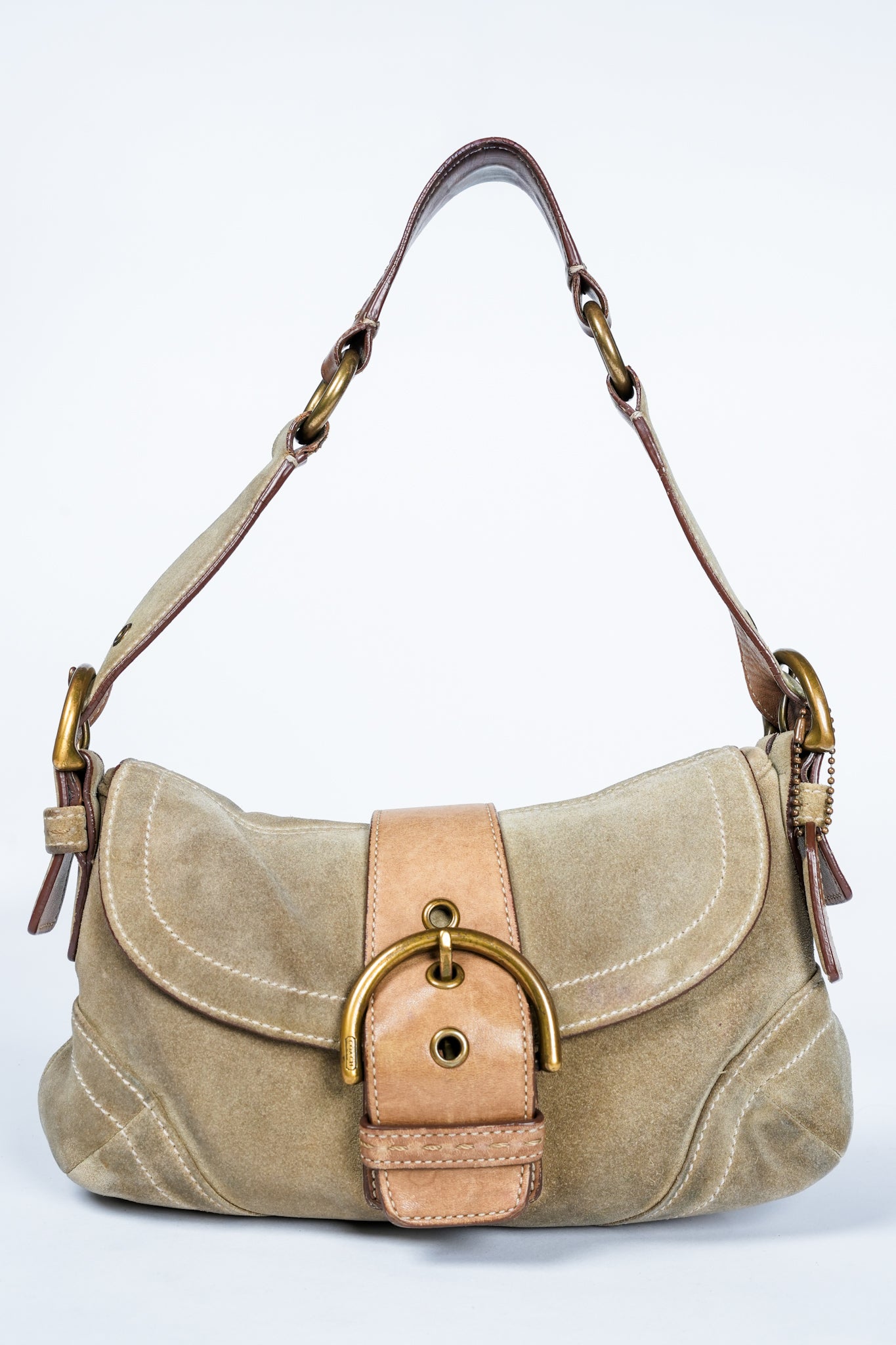 Vintage Y2K Coach 9692 Tan Soho Suede Hobo Shoulder