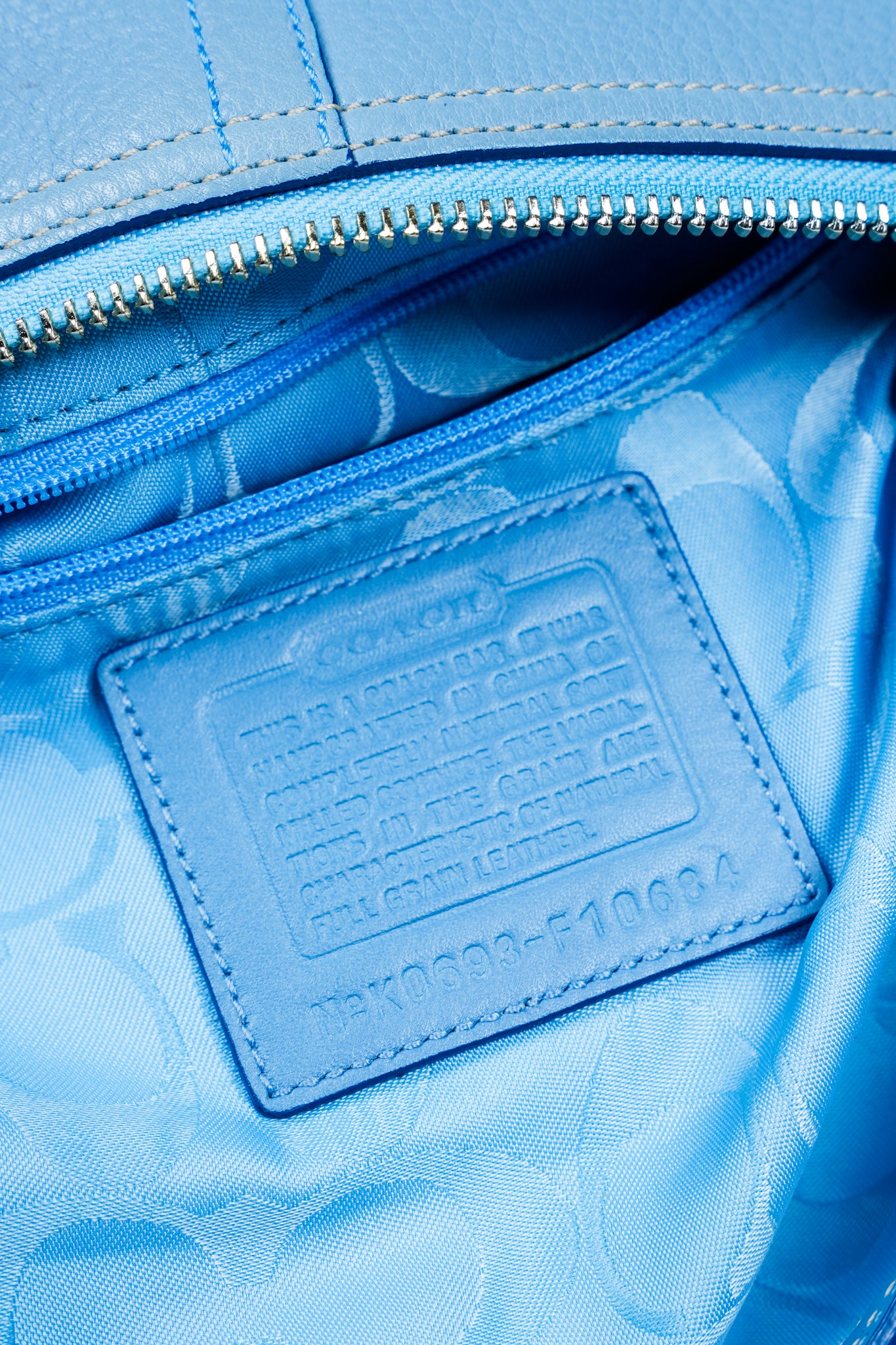 Coach Light Blue Leather Baguette Shoulder Bag