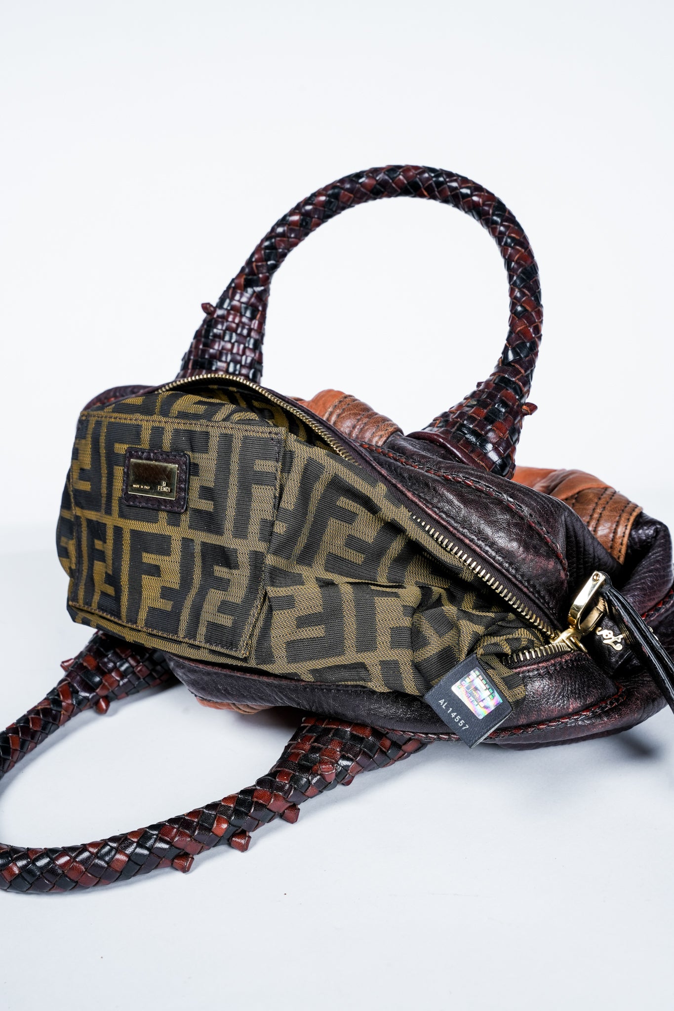 Fendi Mixed Brown Leather Baby Spy Bag