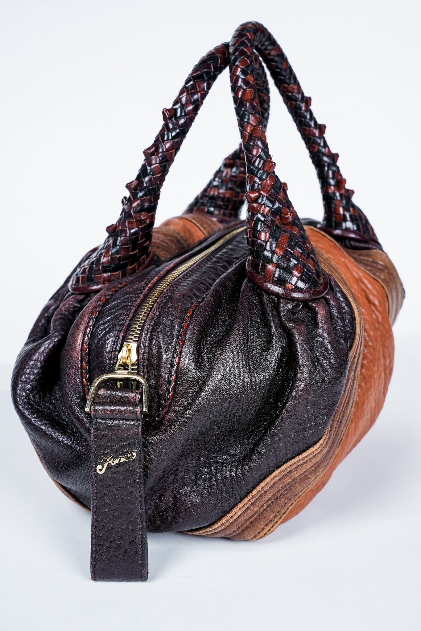 Fendi Mixed Brown Leather Baby Spy Bag