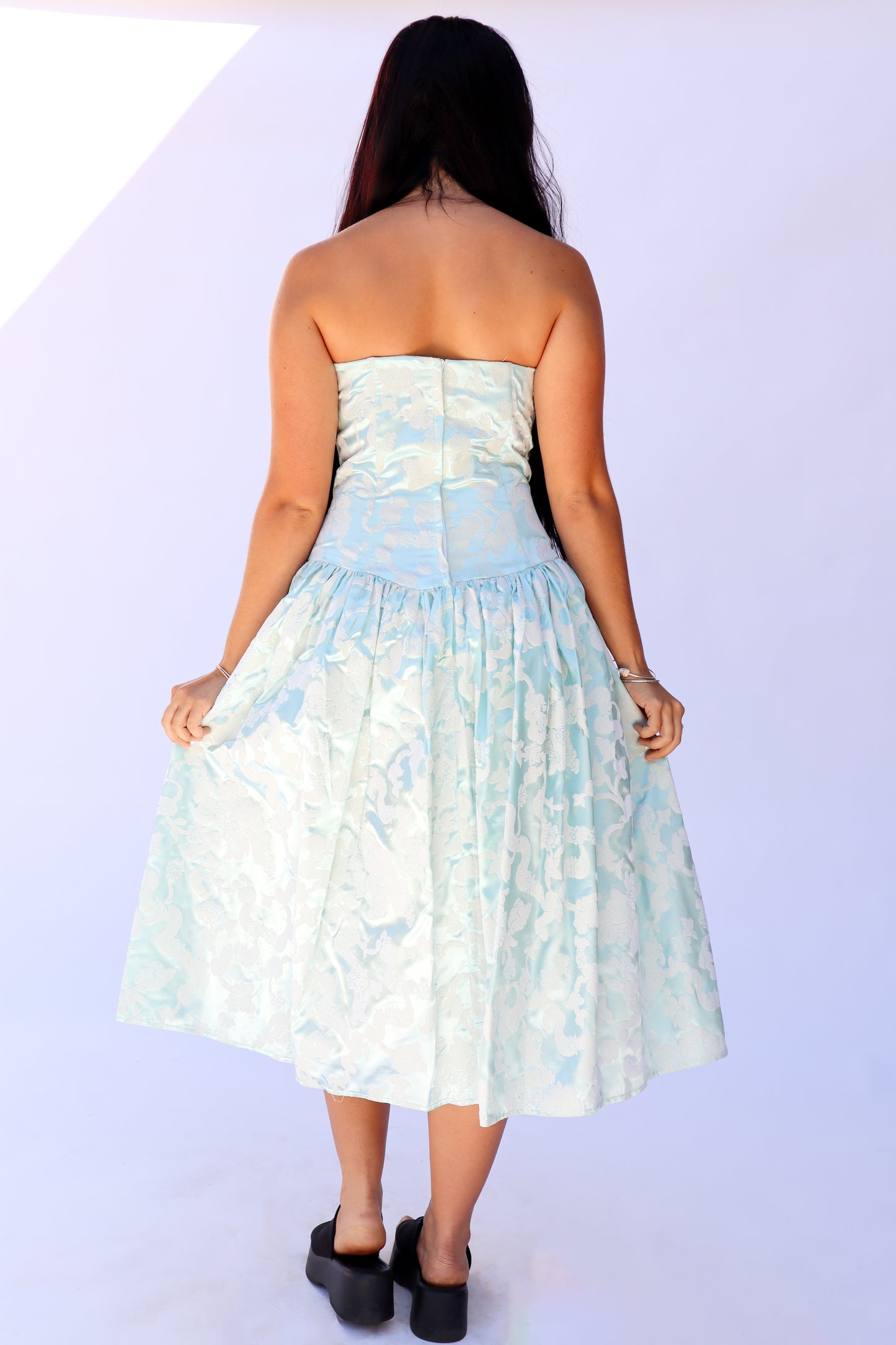 1980s Gunne Sax Baby Blue Dress