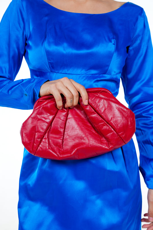 1980s Red Leather Clutch